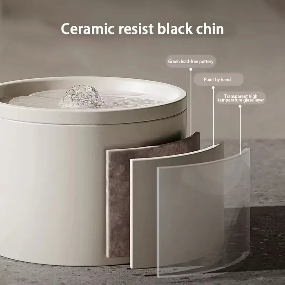 Automatic Ceramic Pet Water Fountain - Silent Circulating Water Dispenser for Cats & Small Dogs