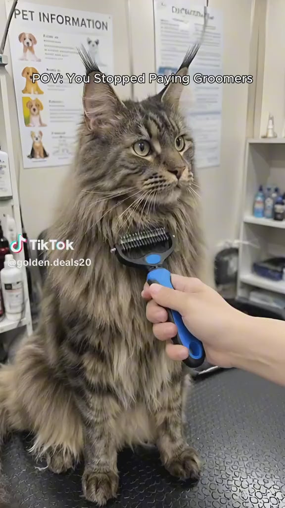Pet Dematting Undercoat Rake, Double-Sided Deshedding Brush for Dogs & Cats
